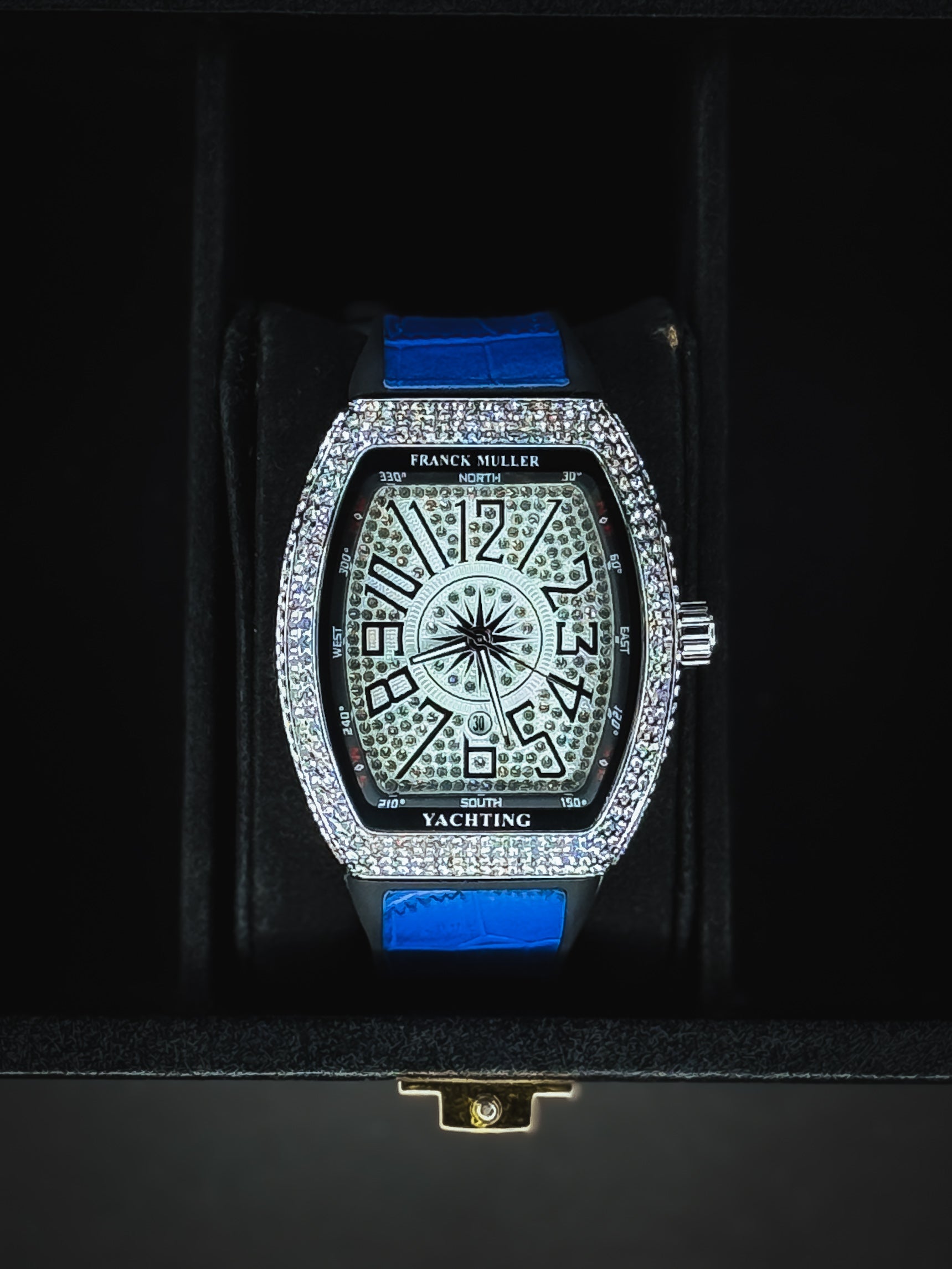 Diamond on dial and leather straps
