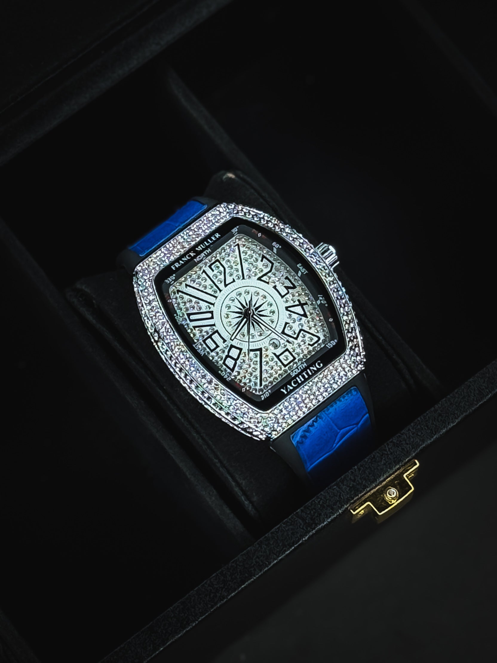 Diamond on dial and leather straps