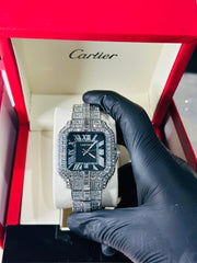 Silver Cartier Black Dial